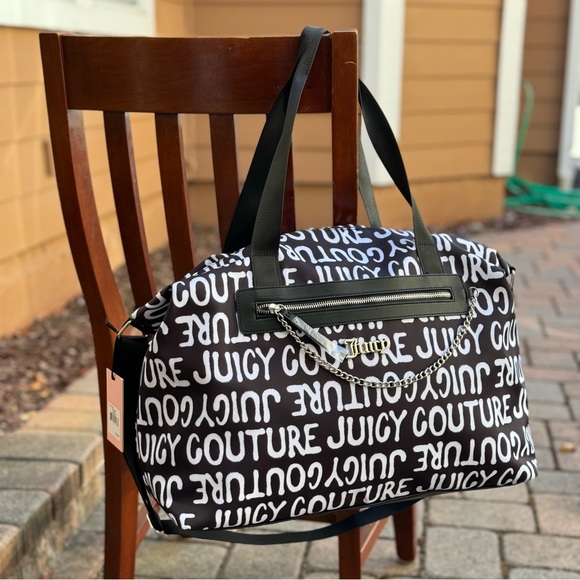 Juicy Couture Black White Chain Up Overnighter - NWT - Picture 8 of 10